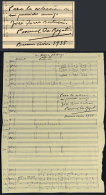 DE ROGATIS, PASCUAL: Musician, Violinist, Composer, Original Sheet Music Of His Work "La Novia Del Hereje" (act IV,... - Autres & Non Classés