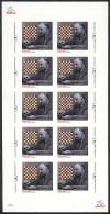 Sc.839, 2010 Henrik Kasparyan, CHESS, Sheet Of 10 IMPERFORATE Values, MNH, Very Rare! - Arménie