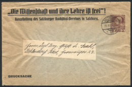 Cover For Printed Matter, With Printed "Salzburger Hochschul-Vereines" And Imprinted 1908 3H. Chestnut Stamp,... - Sonstige & Ohne Zuordnung