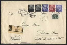 Registered Cover Sent From Wien To Argentina On 13/AU/1938, With Interesting Mixed Postage Of German And Austrian... - Autres & Non Classés