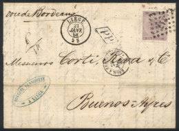 21/JA/1868 LIEGE - Argentina: Folded Cover Franked By Sc.22 (Leopold I 1Fr.), Numeral "217" Cancel, Sent By French... - Autres & Non Classés