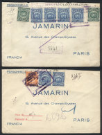 2 Registered Covers Sent To France In 1926 And 1927, With Interesting Frankings, VF Quality! - Bolivie