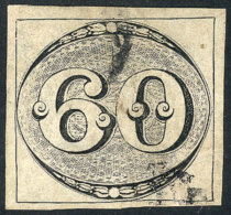Sc.2, 1843 60R. Black, Used, Tiny Defect On Back, Good Front, Catalog Value US$275 - Sonstige & Ohne Zuordnung