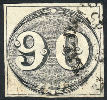 Sc.3, 1843 90R. Black, Used, Defective And Repaired, Good Appearance, Catalog Value US$1,300 - Autres & Non Classés