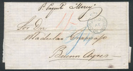 Long Entire Letter Dated PELOTAS 16/FE/1865, Sent To Buenos Aires By "Paquete Mercy", On Reverse It Received A... - Sonstige & Ohne Zuordnung