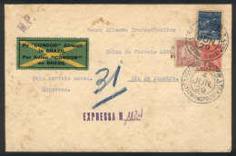 4/JUN/1929 FLORIANOPOLIS - Rio De Janeiro: Express Airmail Cover, By Condor, With Interesting Backstamps... - Sonstige & Ohne Zuordnung
