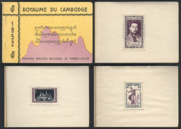 Yvert 1/3, 1952 Anniversary Of The First Postal Issue, Booklet With 3 Panes, Each One With The Protecting Glassine... - Cambodge