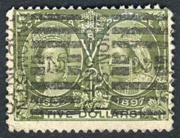 Sc.65, 1897 Diamond Jubilee Of Queen Victoria 5$ Olive Green, Used, With Thin On Back In The Hinge Area, Good... - Sonstige & Ohne Zuordnung