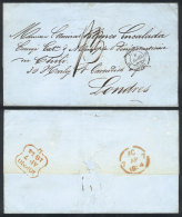 Folded Cover Sent To Minister Blanco Encalada In London In MAR/1854, With Paris Transit Mark Of 6/AP And Arrival... - Chile