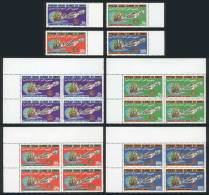 Sc.619/22, 1985 Rotary, Ships, Airplanes, Satellites, Compl. Set Of 4 Values + Sheet Corner Blocks Of 4, VF! - Comoros