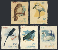 Sc.406/410, 1962 Birds, Cmpl. Set Of 5 MNH Values, Issued Without Gum, VF Quality! - Korea (Nord-)