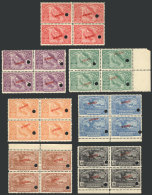 Sc.129/135, 1924 Centenary Of Annexation Of Province Of Guanacaste, Set Of 7 Blocks Of 4 With SPECIMEN Overprint... - Costa Rica