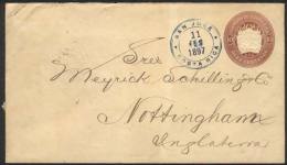 10c. Stationery Envelope Sent From San José To England On 11/FE/1897, VF Quality! - Costa Rica