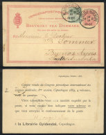 10ö. Postal Card + 5ö. Additional Postage, Sent From Kjobenhavn To Argentina On 23/OC/1886, VF Quality,... - Sonstige & Ohne Zuordnung