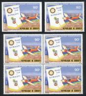 Sc.509, 1980 Rotary International, Airplane, Single + Block Of 4 + IMPERFORATE Single, Excellent Quality! - Djibouti (1977-...)