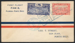 10/JA/1929 Santo Domingo - San Juan, First Flight FAM 6, With Arrival Backstamp, Excellent Quality! - Dominicaine (République)