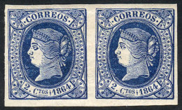 Sc.61, 1864 2c. Blue, Beautiful Pair, Mint With Gum, VF Quality! - Sonstige & Ohne Zuordnung