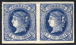 Sc.61, 1864 2c. Blue, Beautiful Pair, Mint With Gum, VF Quality! - Autres & Non Classés
