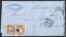 Folded Cover Sent From Palma De Mallorca To Frankfurt On 6/JUN/1871, Franked With Pair Sc.172 (12c. Of 1870), VF... - Other & Unclassified