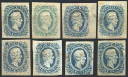 Sc.11 (x6, Different Colors) + 12 (x2), 5 With Original Gum, The Rest Without Gum. Most Of Fine To VF Quality, Some... - 1861-65 Etats Confédérés