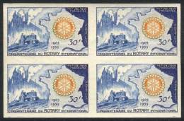 Yv.1009a, 1955 Rotary 50 Years, IMPERFORATE Block Of 4, Superb, Catalog Value Euros 500. - Autres & Non Classés