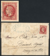 31/OCT/1870 LYON - Buenos Aires: Entire Letter Franked By Yvert 32 With Numeral "2145" Cancel. Originally It... - Sonstige & Ohne Zuordnung