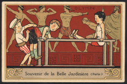 SPORT: Beautiful PC With Olympic Illustration: "Souvenir De La Belle Jardiniere (Paris)", Unused, Excellent... - Autres & Non Classés