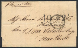 Entire Letter Dated London 8/OC/1858, Sent To HAVANA (Cuba) Via New York, Where It Received A Postage Due Handstamp... - Sonstige & Ohne Zuordnung