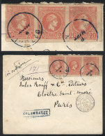 Cover Sent To Paris On 8/MAR/1900, Franked With Strip Of 3 Sc.94 (1889/95 20l. Rose, Athens Printing), Very Fine... - Sonstige & Ohne Zuordnung