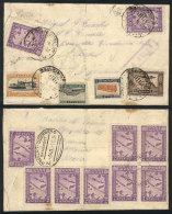 Cover Sent To Argentina Via ZEPPELIN On 1/DE/1934, With Very Attractive Postage On Front And Back, Green Handstamp... - Autres & Non Classés