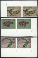 Sc.C1034/36, 1998 Reptiles, 3 Values Of The Set Of 4 In IMPERFORATE PAIRS, Excellent Quality! - Honduras