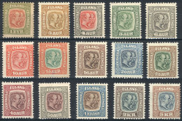 Sc.71/85, 1907/8 King Christian IX And Frederik VIII, Cmpl. Set Of 15 Mint Values, VF Quality (the 15a Value... - Sonstige & Ohne Zuordnung