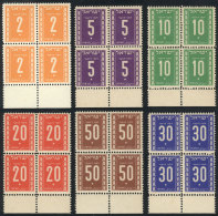 Yvert 6/11, 1949 Cmpl. Set Of 6 Values In Blocks Of 4, MNH (without Hinges), But Some With Minor Defects On Gum,... - Timbres-taxe