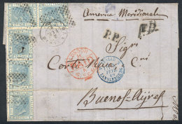 2/FE/1869 MENAGGIO - Argentina: Folded Cover Franked By Sc.35 (Sa.26)x5 With Numeral Cancel, Sent By English Mail... - Ohne Zuordnung