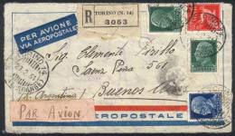 Front Of Registered Airmail Cover Sent (via France Aeropostale) From TORINO To Argentina On 27/FE/1931, Very Nice! - Non Classés