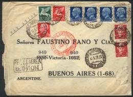 Airmail Cover Sent From Milano To Buenos Aires On 10/MAY/1937 Via Germany (DLH), Spectacular Postage Of 24.75L., VF... - Non Classés