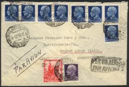 Cover Franked By Sc.231 (Sa.261, 50L. Violet) + Other Values, Total Postage 60.75L., Sent From Milano To Buenos... - Ohne Zuordnung