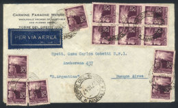 27/OC/1947 TORRE DEL GRECO - Argentina: Airmail Cover Franked With 240 Lire (20L. Democratica X12!!), Fantastic And... - Non Classés