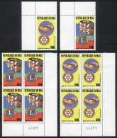 Sc.C538/9, 1987 Rotary And Lions, Set Of 2 Values + Sheet Corner Blocks Of 4, VF Quality! - Mali (1959-...)