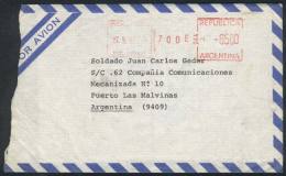 Cover (with The Original Letter) Sent By Registered Mail From Buenos Aires To A Soldier At The Front In Puerto... - Falkland