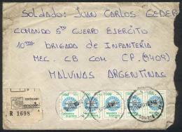 Registered Cover (with Original Letter) Sent To A Soldier At The War Front By A Friend In Buenos Aires On... - Falklandinseln