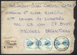 Registered Cover (with Original Letter) Sent To A Soldier At The War Front By A Friend In Buenos Aires On... - Falkland