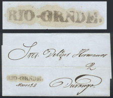 Folded Cover Dated 28/MAR/1856 And Sent To Durange With Black Straightline "RIO-GRNDE" Mark Very Well Applied + "2"... - Mexiko