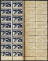 Sc.C12, 1929/31 11.30P., Block Of 16 (8 Pairs) With DOUBLE CENTRAL PERFORATION, Aged Gum In The Right Border, Else... - Paraguay