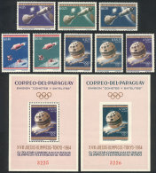 Sc.806/813 + 813a (perforated S.sheet + IMPERFORATE S.sheet In Different Colors), 1964 Space Exploration, MNH, VF... - Paraguay
