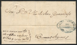 Entire Letter Dated 5/OC/1858, Sent To Buenos Aires "con Encomienda De 8 Cajoncitos Y Un ??", Gray-blue "ADMON GRAL... - Paraguay