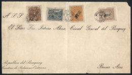 Cover Of The Ministry Of Foreign Affairs Franked With Official Stamps Of 1886 Imperforate: 1c., 10c. 15c. And 20c.,... - Paraguay