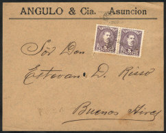 Front Of Cover Sent From Asunción To Argentina On 3/MAR/1896 Franked With 10c. (Sc.36a Pair), Minor Defects,... - Paraguay