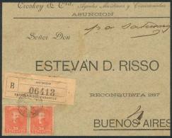 Front Of Registered Cover Sent From Asunción To Argentina In JAN/1898 Franked With 40c. (Sc.40 Pair), Very... - Paraguay