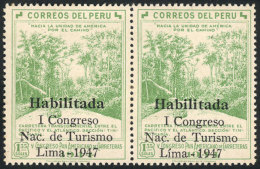 Sc.422, Pair, One With Accent Over The "I" Of "LIMA", VF Quality! - Pérou